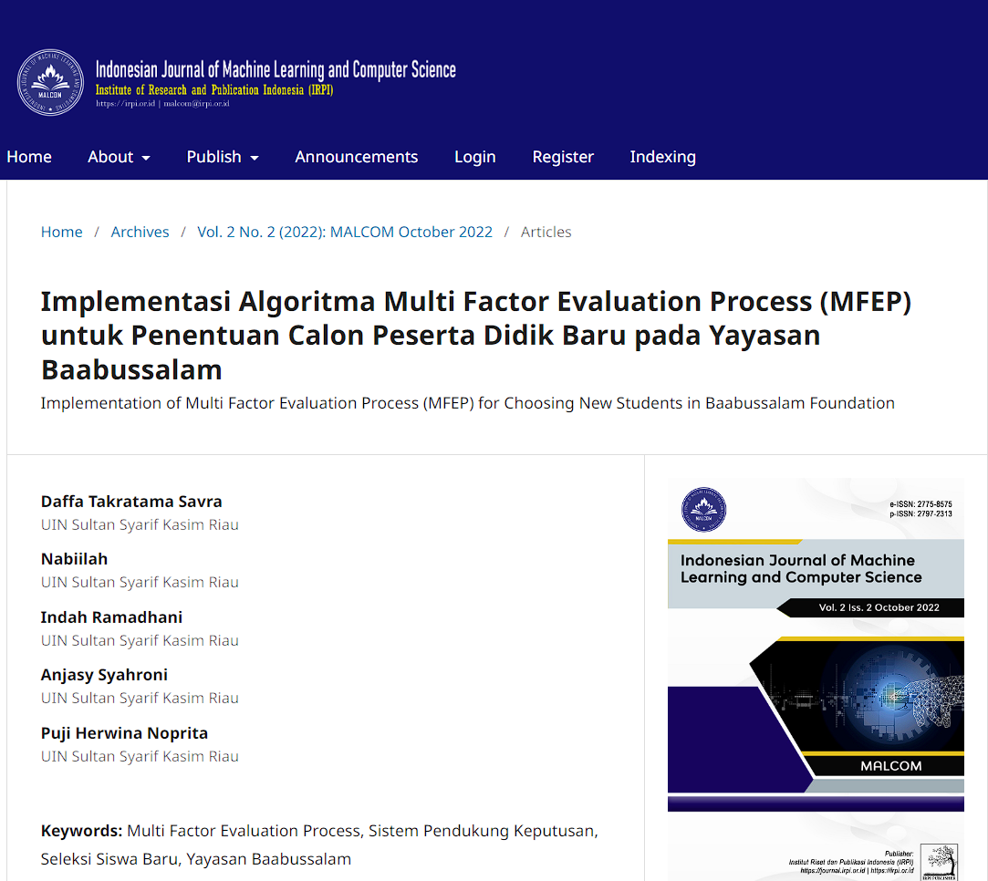 Paper MALCOM: Indonesian Journal of Machine Learning and Computer Science